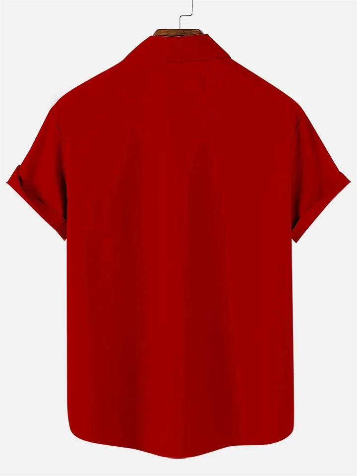 Royaura® Christmas Santa Claus Motorcycle Stripe Print Boys Button Pocket Short Sleeve Shirt Big & Tall