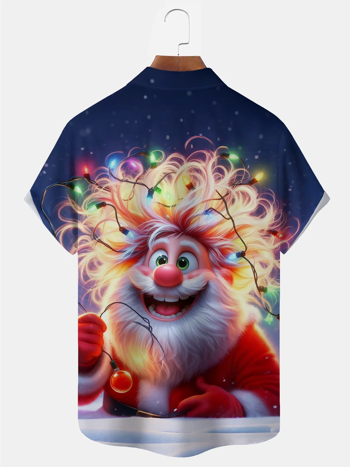 Royaura® Holiday Christmas Santa Art Print Men's Button Pocket Short Sleeve Shirt Big & Tall