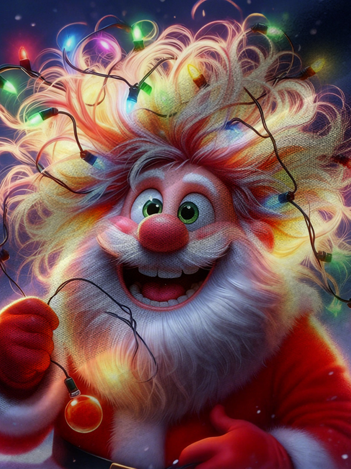 Royaura® Holiday Christmas Santa Art Print Men's Button Pocket Short Sleeve Shirt Big & Tall