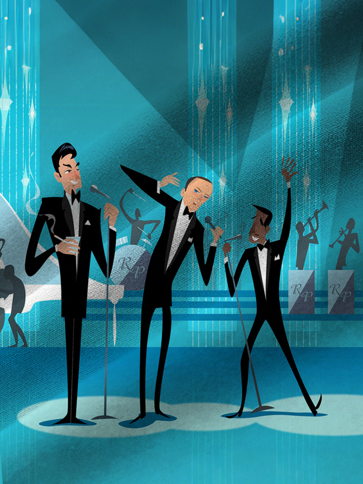 Royaura® Retro 1950s Mid-century Atomic Age Geometric Graphic Print Men's Button Pocket Long Sleeve Shirt Big & Tall