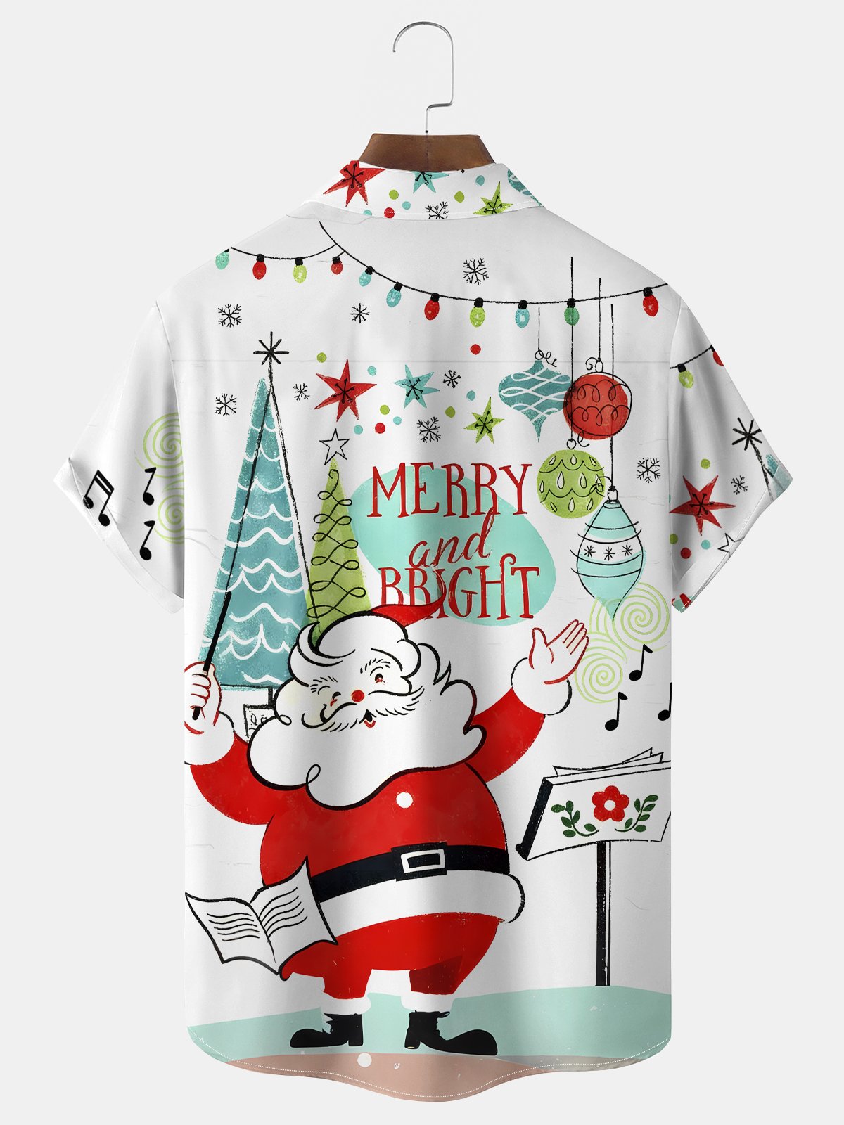 Royaura® Christmas Medieval Atomic Christmas Cartoon Print Casual Stylish Hawaiian Shirt Summer Shirts Pocket Short Sleeve Shirt Big Tall