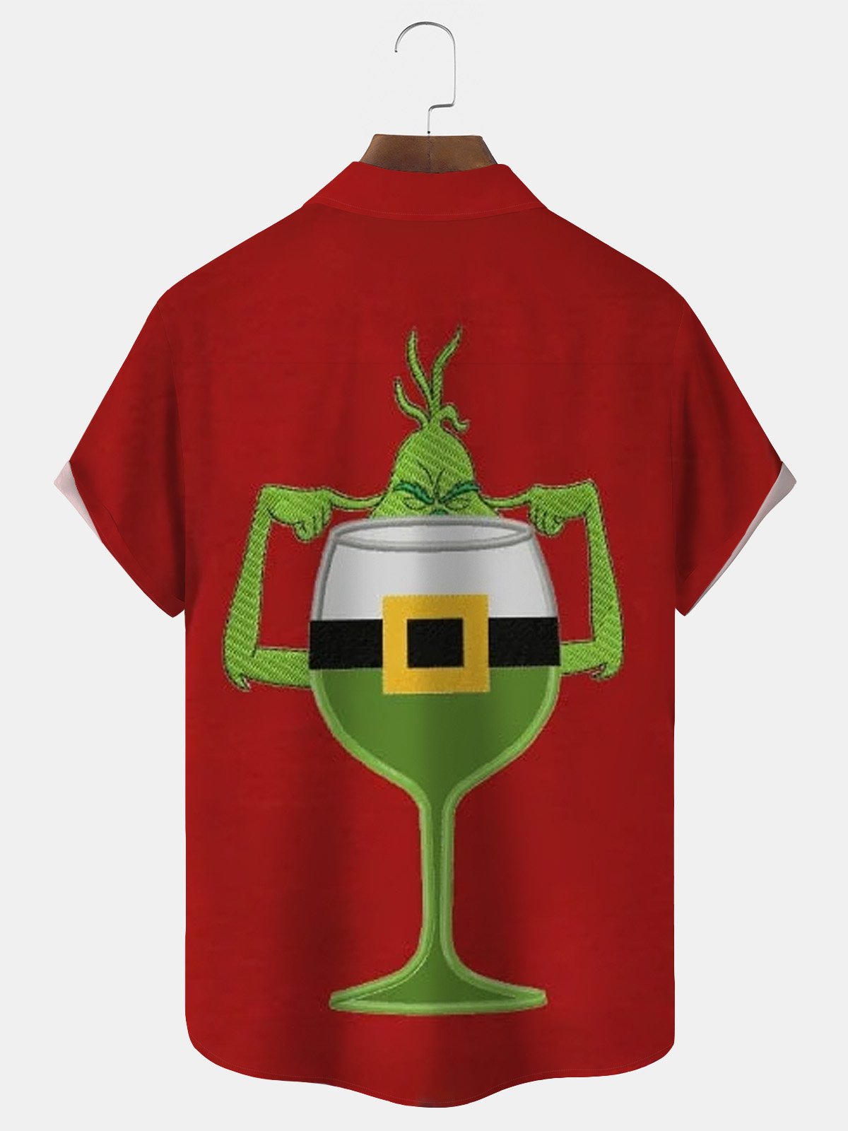 Royaura® Christmas Fun Cartoon Print Men's Button Pocket Short Sleeve Shirt Big & Tall