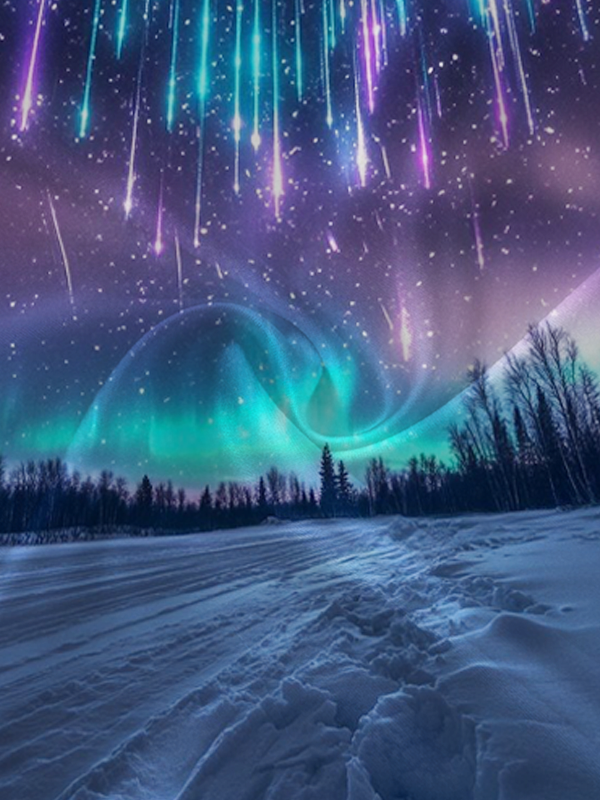 Royaura Vintage Gradient Meteor Shower Art Men's Satin Button-Down Long Sleeve Shirt Big & Tall