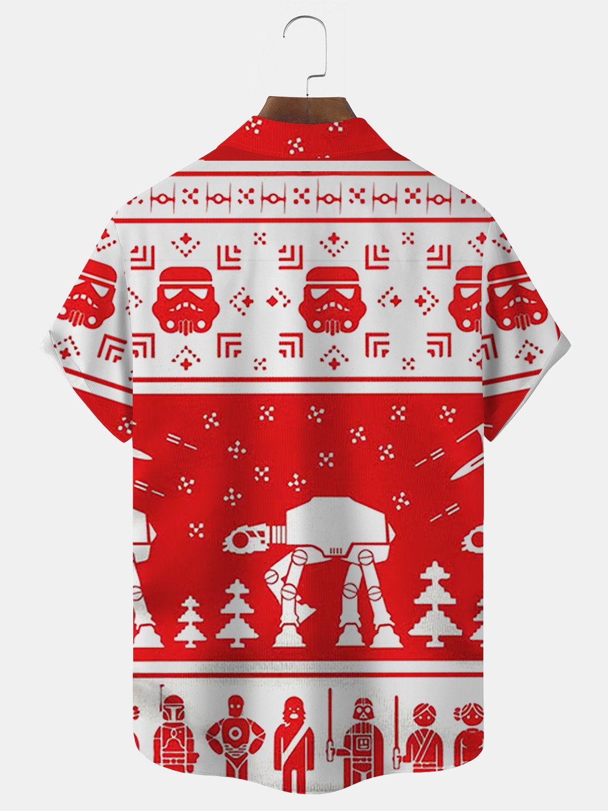 Royaura® Christmas Geometric Movie Print Men's Button Pocket Short Sleeve Shirt Big & Tall