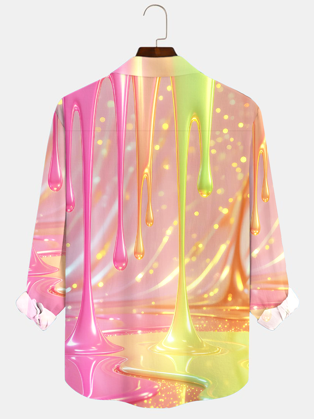 Royaura Vintage Gradient Abstract Art Men's Satin Button-Down Long Sleeve Shirt Big & Tall