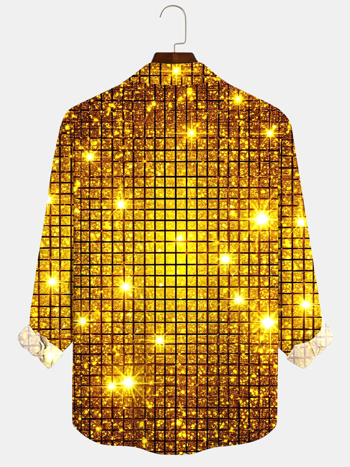 Royaura Vintage Gradient Geometric Art Men's Satin Button-Down Long Sleeve Shirt Big & Tall