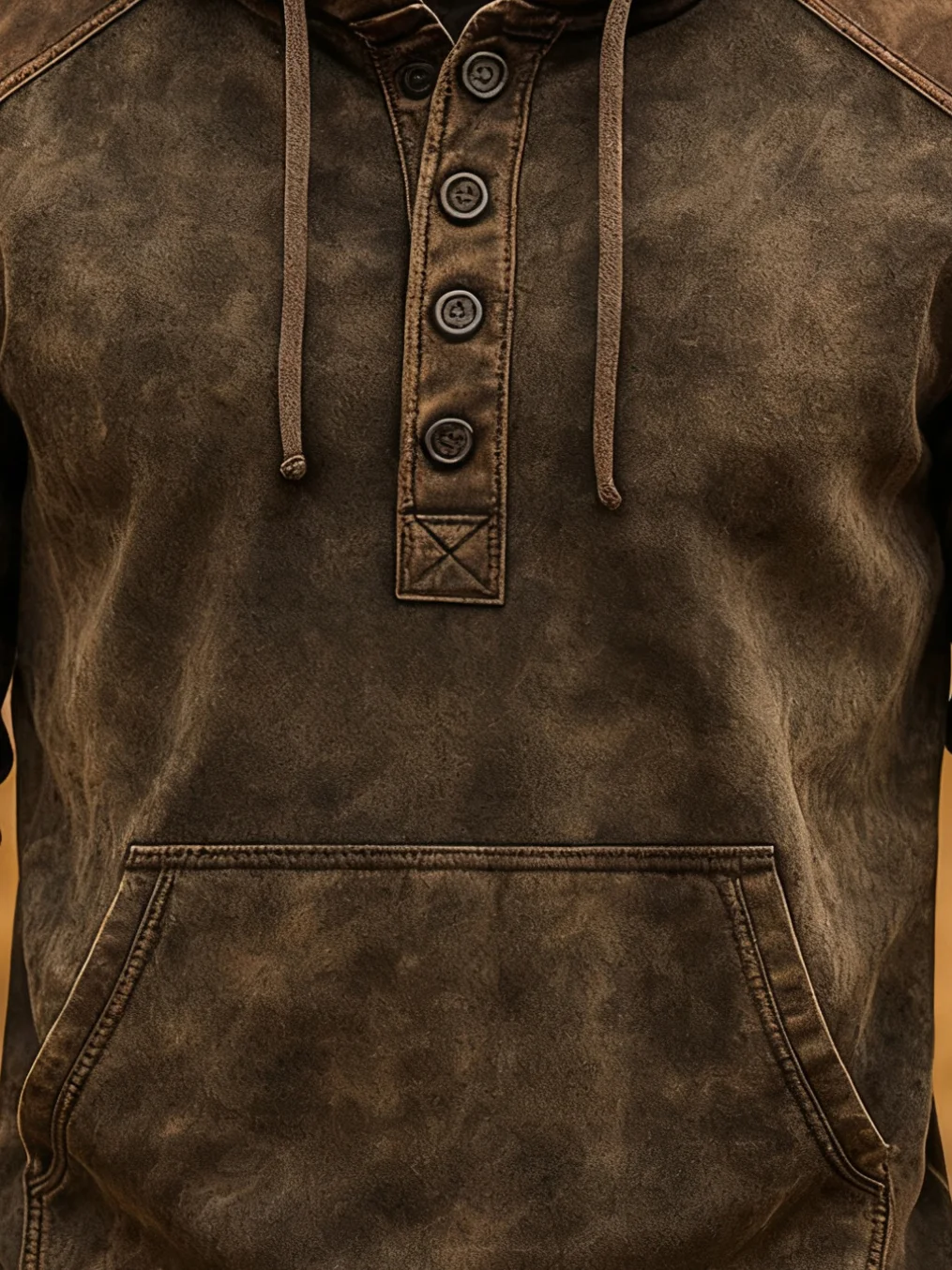 Royaura® Vintage Men's Casual Fashion Ethnic Style Button Drawstring Hooded Sweatshirt