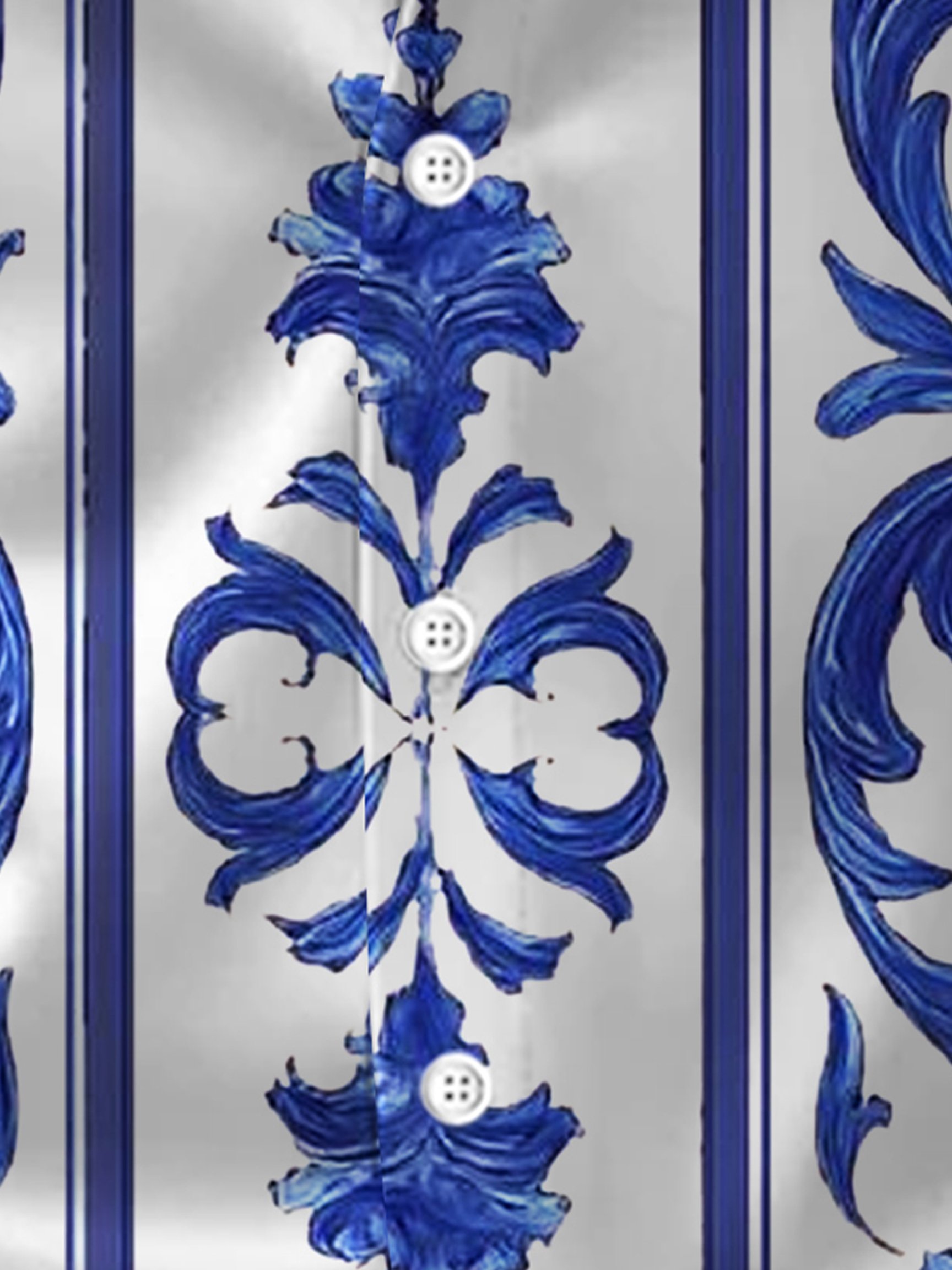 Royaura® Baroque Palace Print Men's Button Pocket Satin Long-Sleeve Dress Shirt Big & Tall