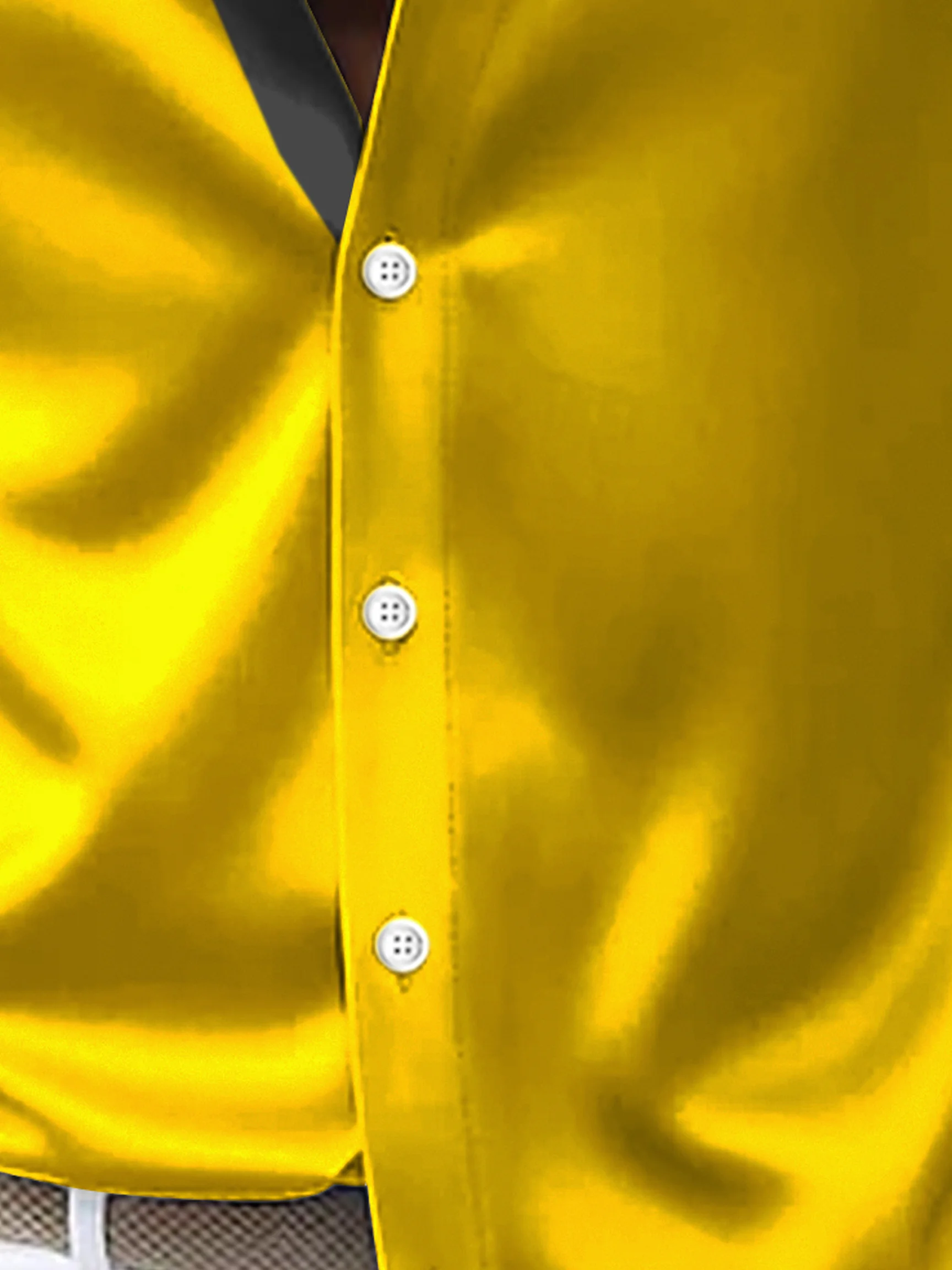 Royaura® Solid Satin Reflective Print Men's Button Pocket Satin Long-Sleeve Dress Shirt Big & Tall