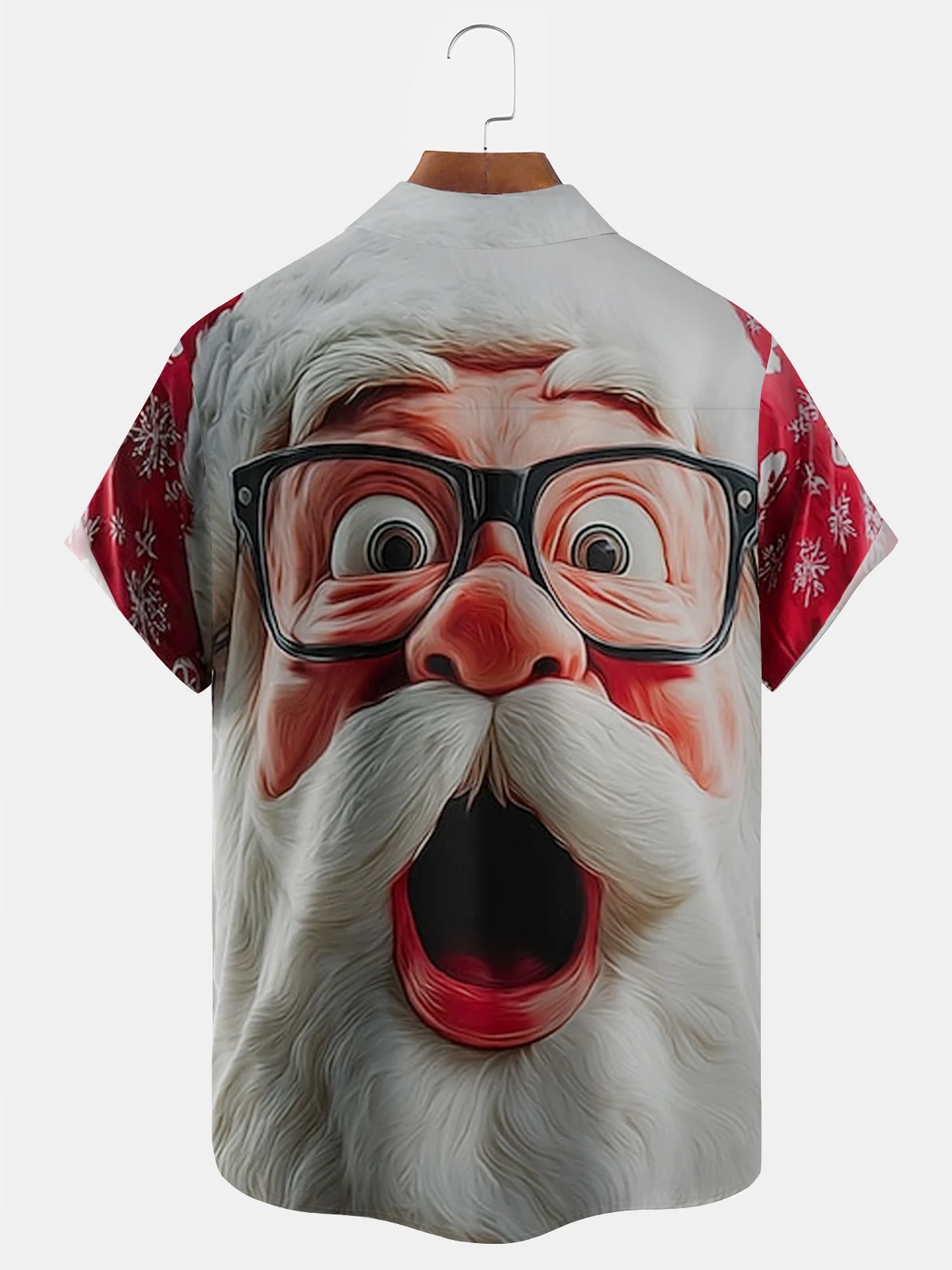 Royaura® Holiday Christmas Funny Santa Art Print Men's Button Pocket Short Sleeve Shirt Big & Tall