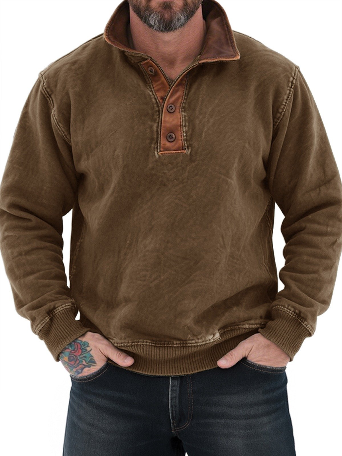 Royaura® Basic Polo Shirt Stretch Comfort Camping Pullover Long Sleeve Polo Shirt Big&Tall