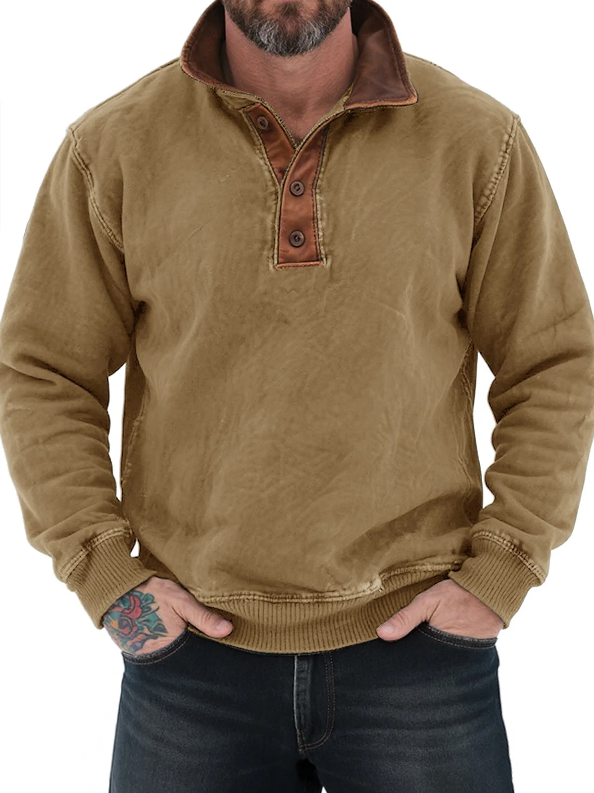 Royaura® Basic Polo Shirt Stretch Comfort Camping Pullover Long Sleeve Polo Shirt Big&Tall