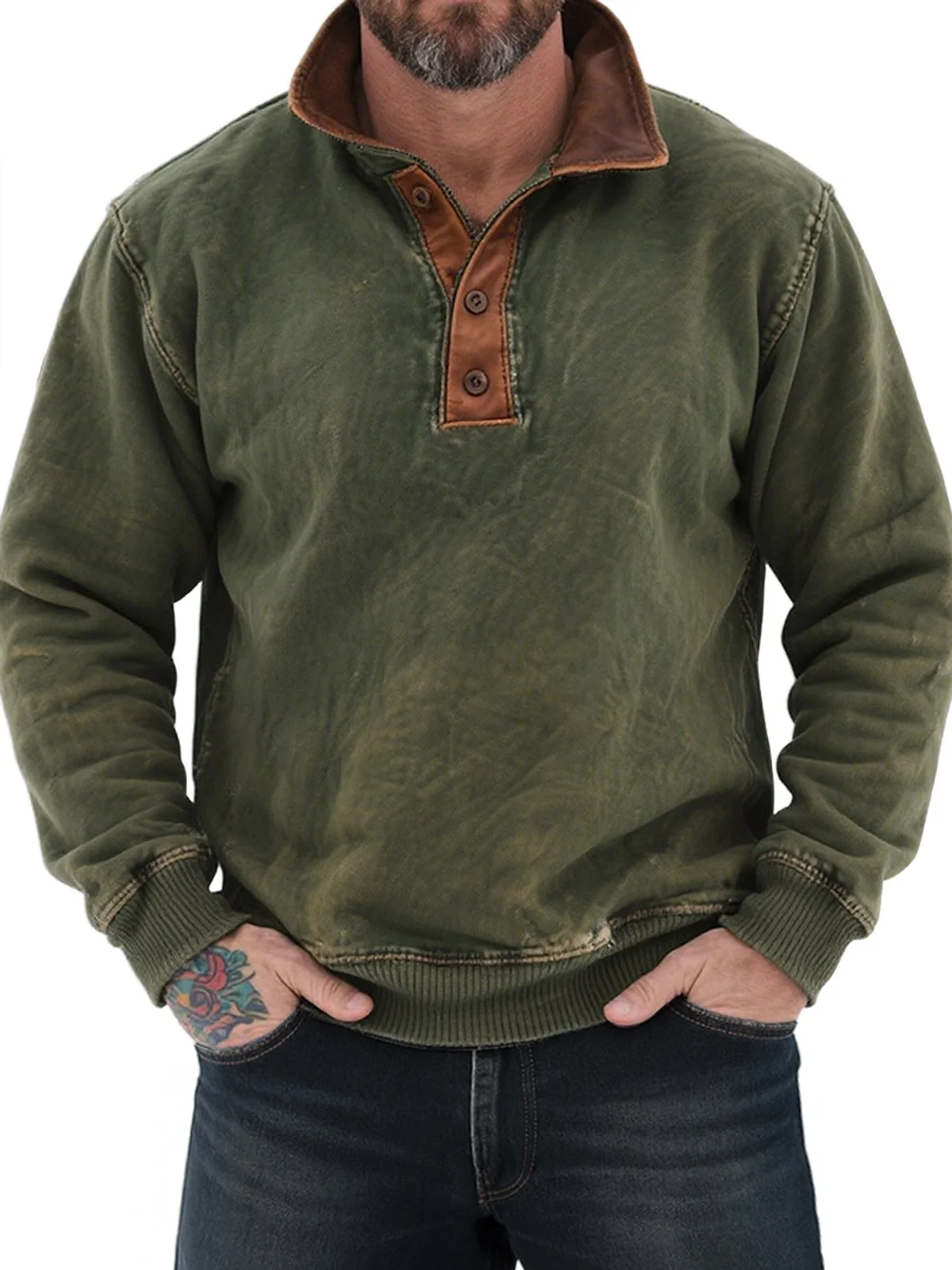 Royaura® Basic Polo Shirt Stretch Comfort Camping Pullover Long Sleeve Polo Shirt Big&Tall