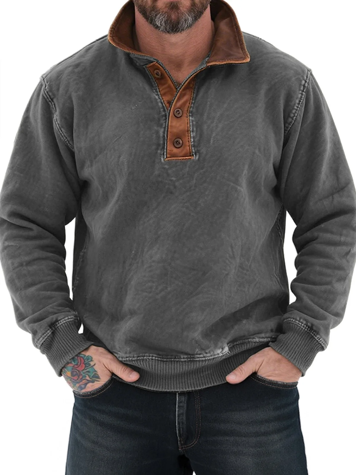 Royaura® Basic Polo Shirt Stretch Comfort Camping Pullover Long Sleeve Polo Shirt Big&Tall