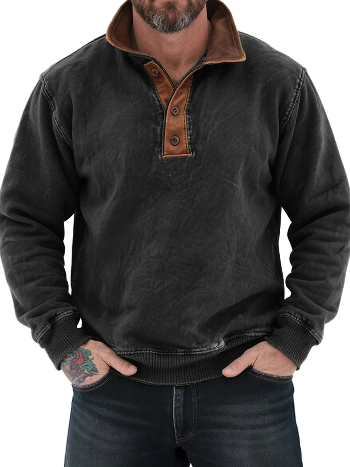 Royaura® Basic Polo Shirt Stretch Comfort Camping Pullover Long Sleeve Polo Shirt Big&Tall