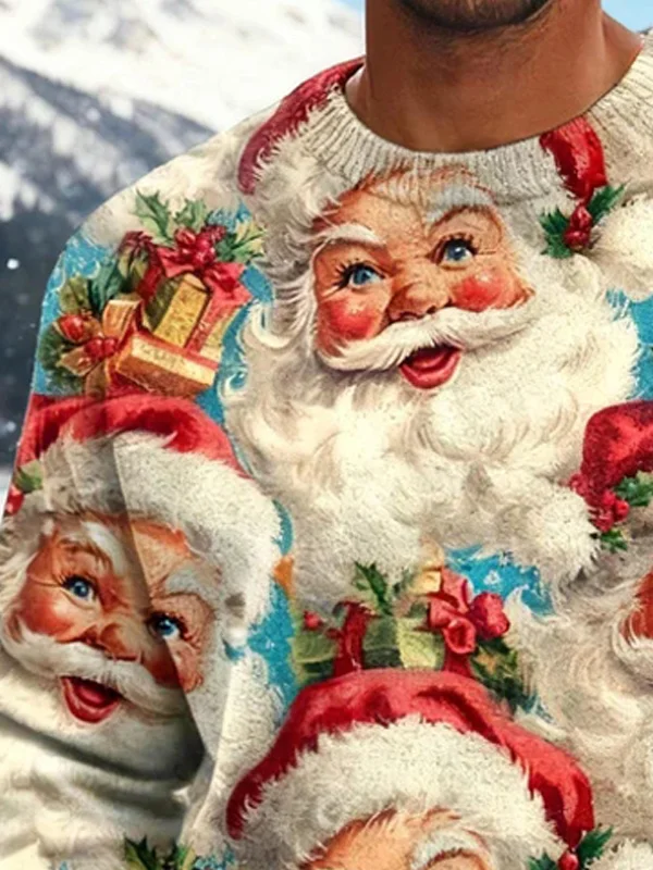 Royaura® Men's Christmas Santa Claus Print Crew Neck Sweatshirt Big & Tall