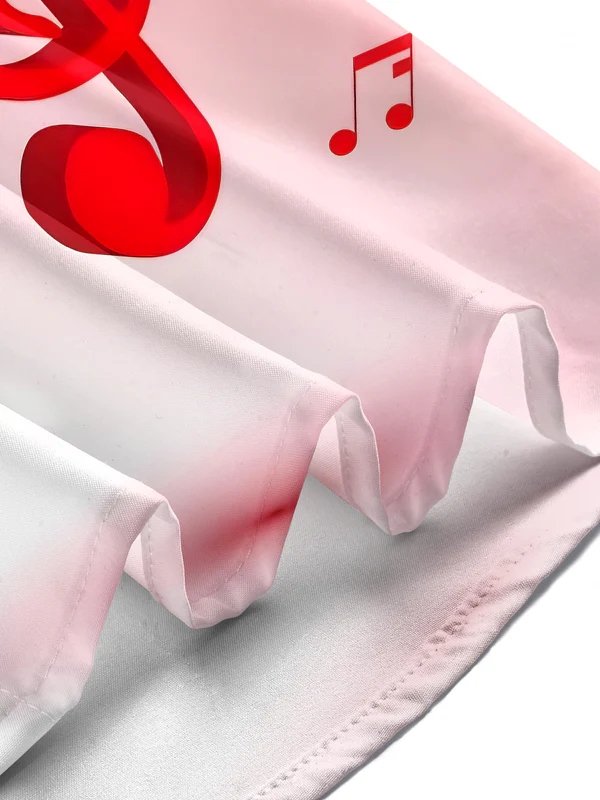 Royaura® Vintage Christmas Music Note Gradient Print Men's Button Pocket Long Sleeve Shirt Big & Tall