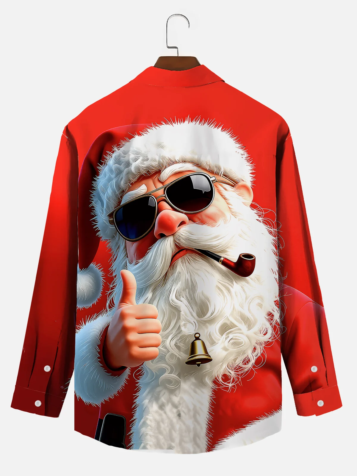 Royaura® Christmas Santa Print Men's Button Pocket Long Sleeve Shirt Big & Tall