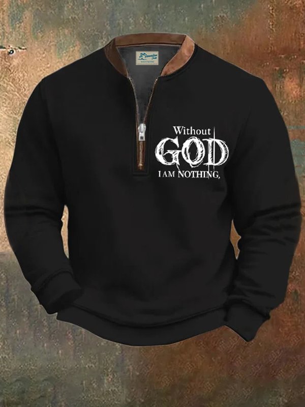 Royaura® Christmas Cross Letter Faith Men's Zipper Long-Sleeve Sweatshirt Big & Tall