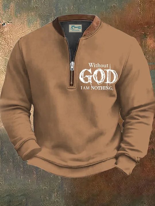 Royaura® Christmas Cross Letter Faith Men's Zipper Long-Sleeve Sweatshirt Big & Tall