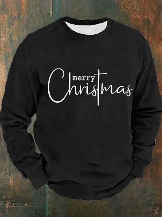 Royaura® Christmas Cross Faith Men's Crew Neck Long Sleeve Sweatshirt Big & Tall