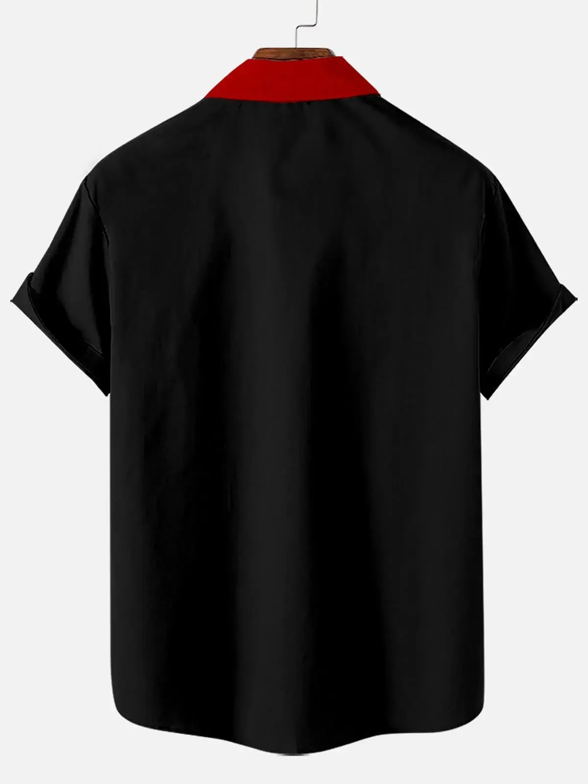 Royaura® Retro Christmas Bowling Striped Print Men's Button Pocket Short-Sleeve Shirt Big & Tall