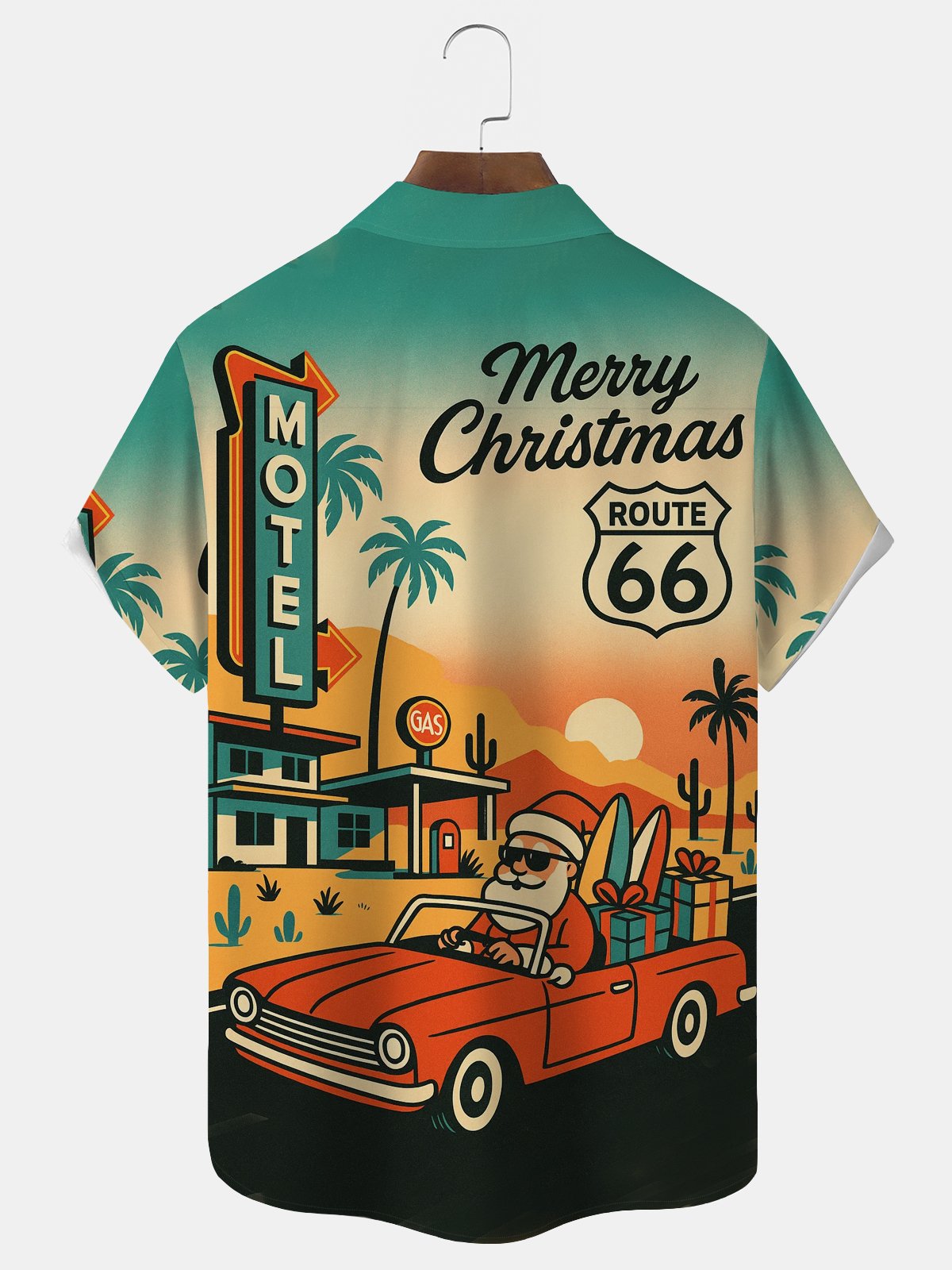 Royaura® Christmas Santa Claus Print Men's Button Pocket Short-Sleeve Shirt Big & Tall