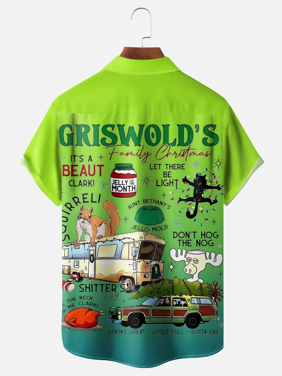 Royaura® Retro Christmas Movie Cartoon Print Men's Button Pocket Short Sleeve Shirt Big & Tall