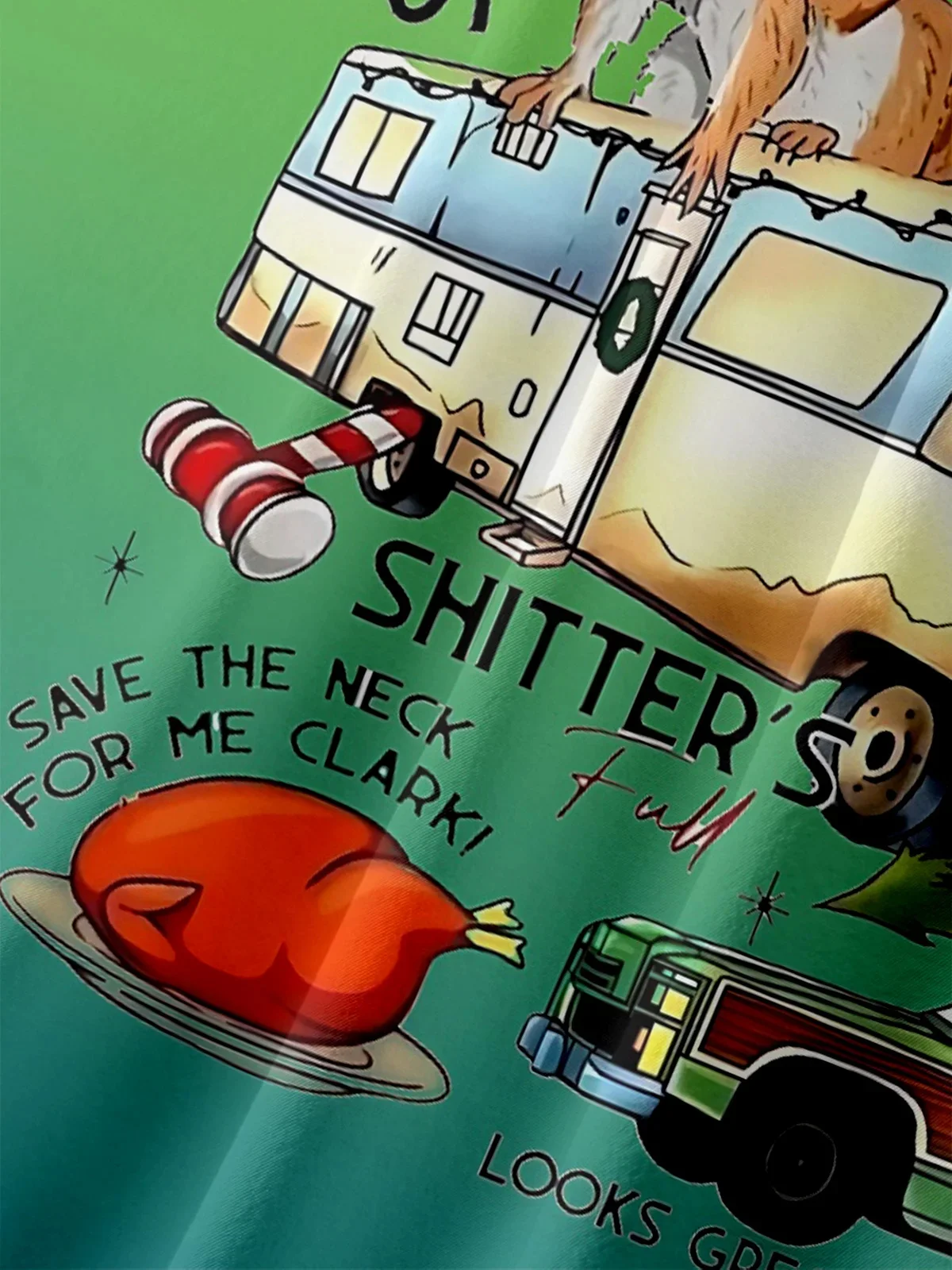 Royaura® Retro Christmas Movie Cartoon Print Men's Button Pocket Short Sleeve Shirt Big & Tall