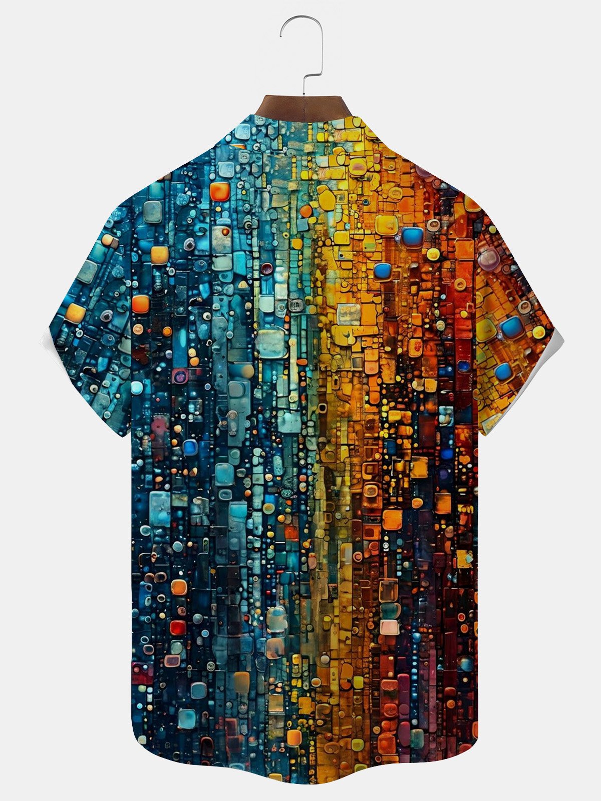Royaura® Gradient Art Print Men's Button Pocket Short-Sleeve Shirt Big & Tall