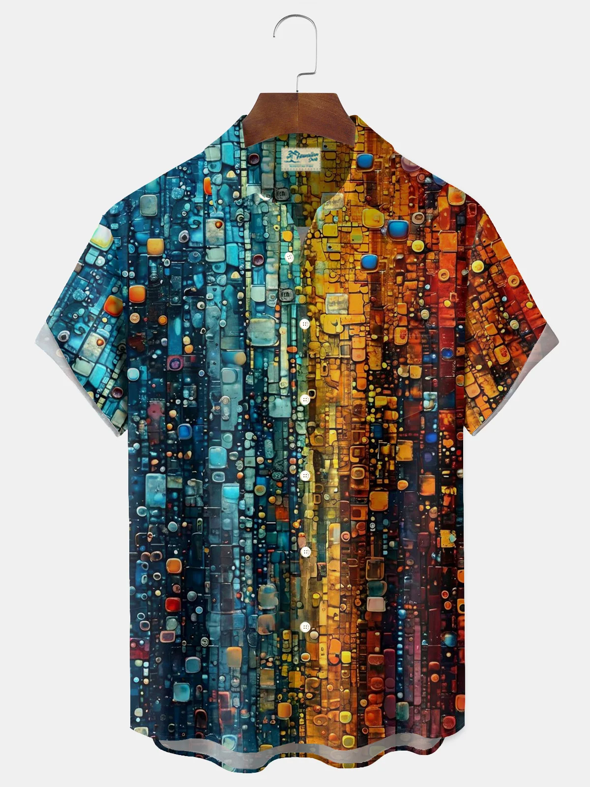 Royaura® Gradient Art Print Men's Button Pocket Short-Sleeve Shirt Big & Tall