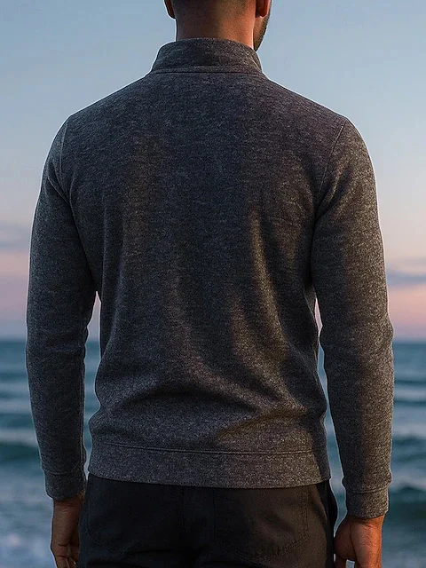 Royaura® Warm Men's Stand Collar Zipper Long Sleeve Sweatshirt Big & Tall