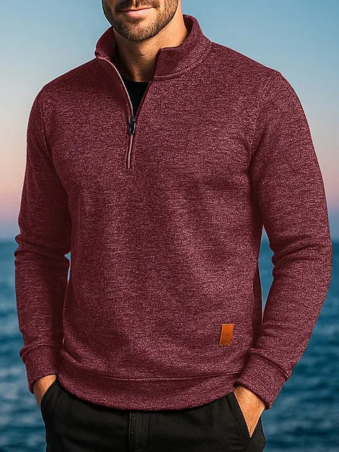 Royaura® Warm Men's Stand Collar Zipper Long Sleeve Sweatshirt Big & Tall