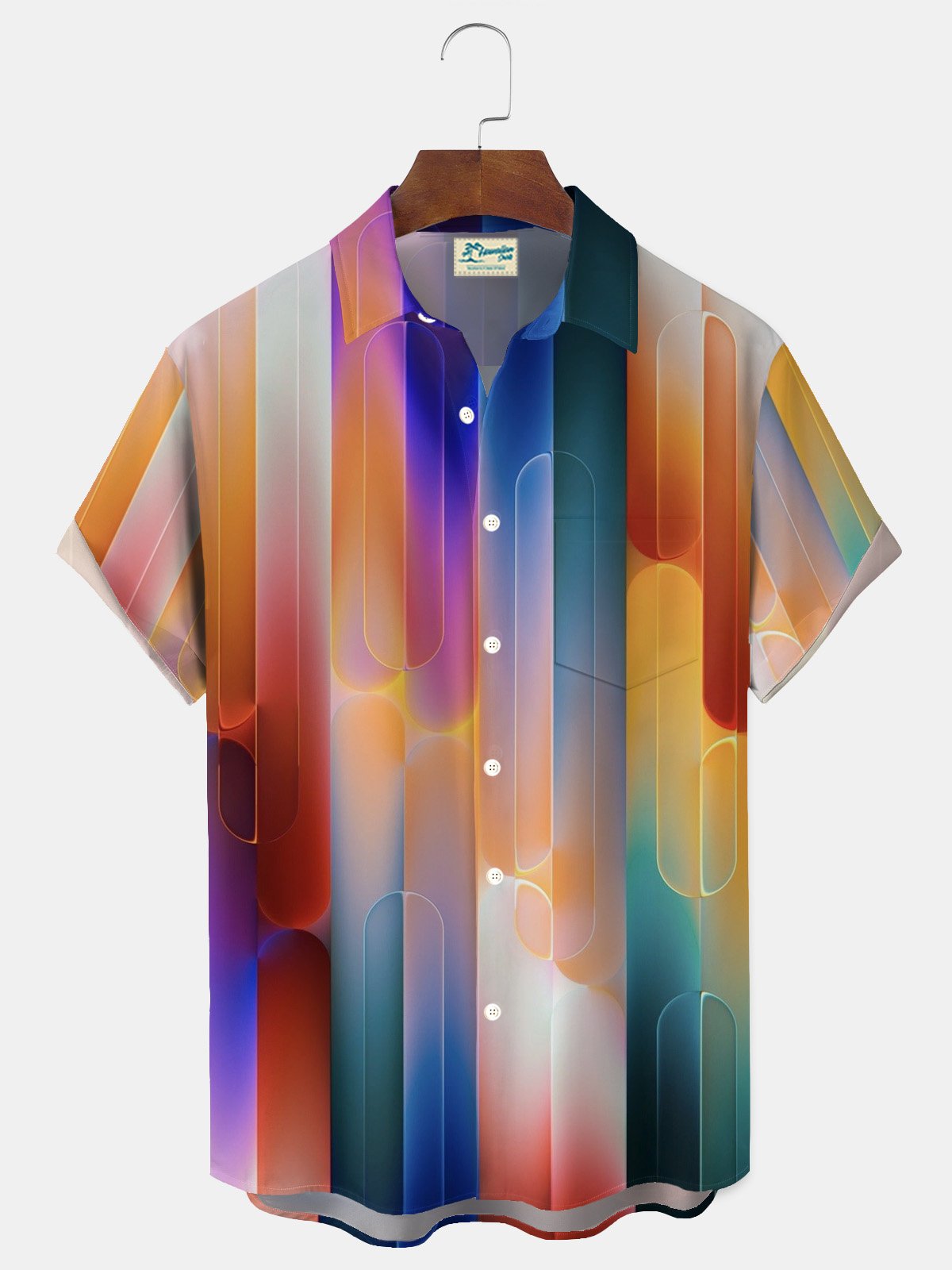 Royaura® Gradient Art Print Men's Button Pocket Short-Sleeve Shirt Big & Tall