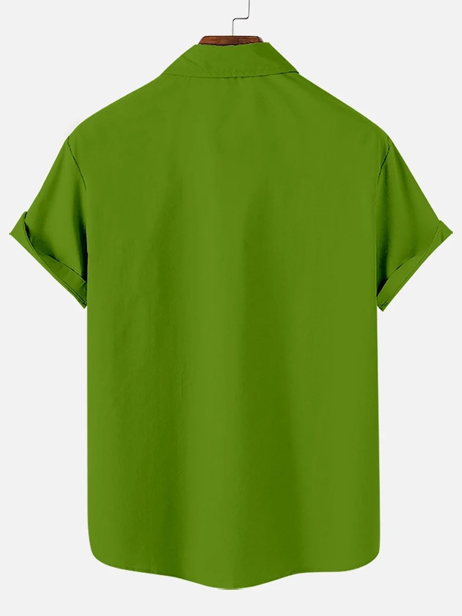 Royaura® Retro Cartoon Bowling Stripe Print Men's Button Pocket Short-Sleeve Shirt Big & Tall