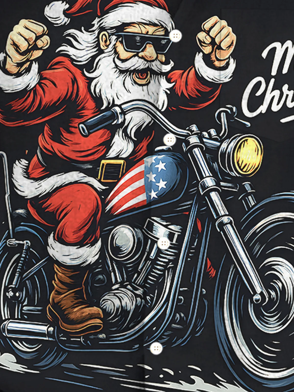 Royaura® Christmas Santa Claus Riding A Motorcycle Print Men's Button-Down Pocket Long-Sleeved Shirt Big & Tall