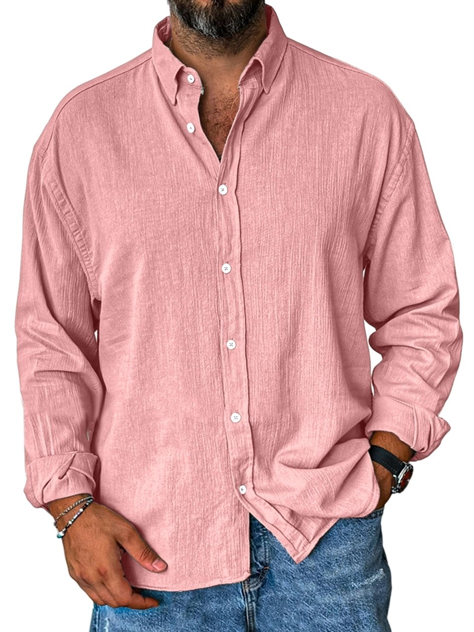 Royaura® Basic Men's Button-Down Long-Sleeve Shirt Big & Tall