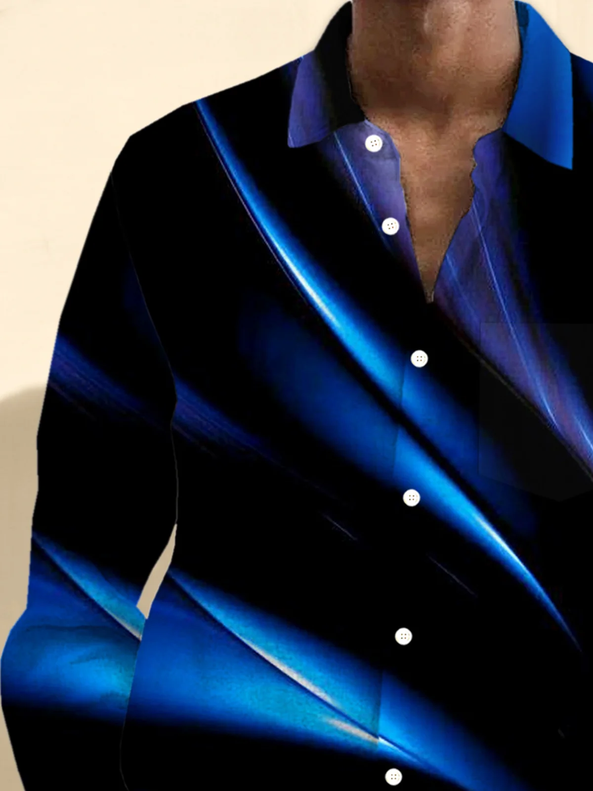 Royaura® Gradient Art Print Men's Button Pocket Long-Sleeve Shirt Big & Tall