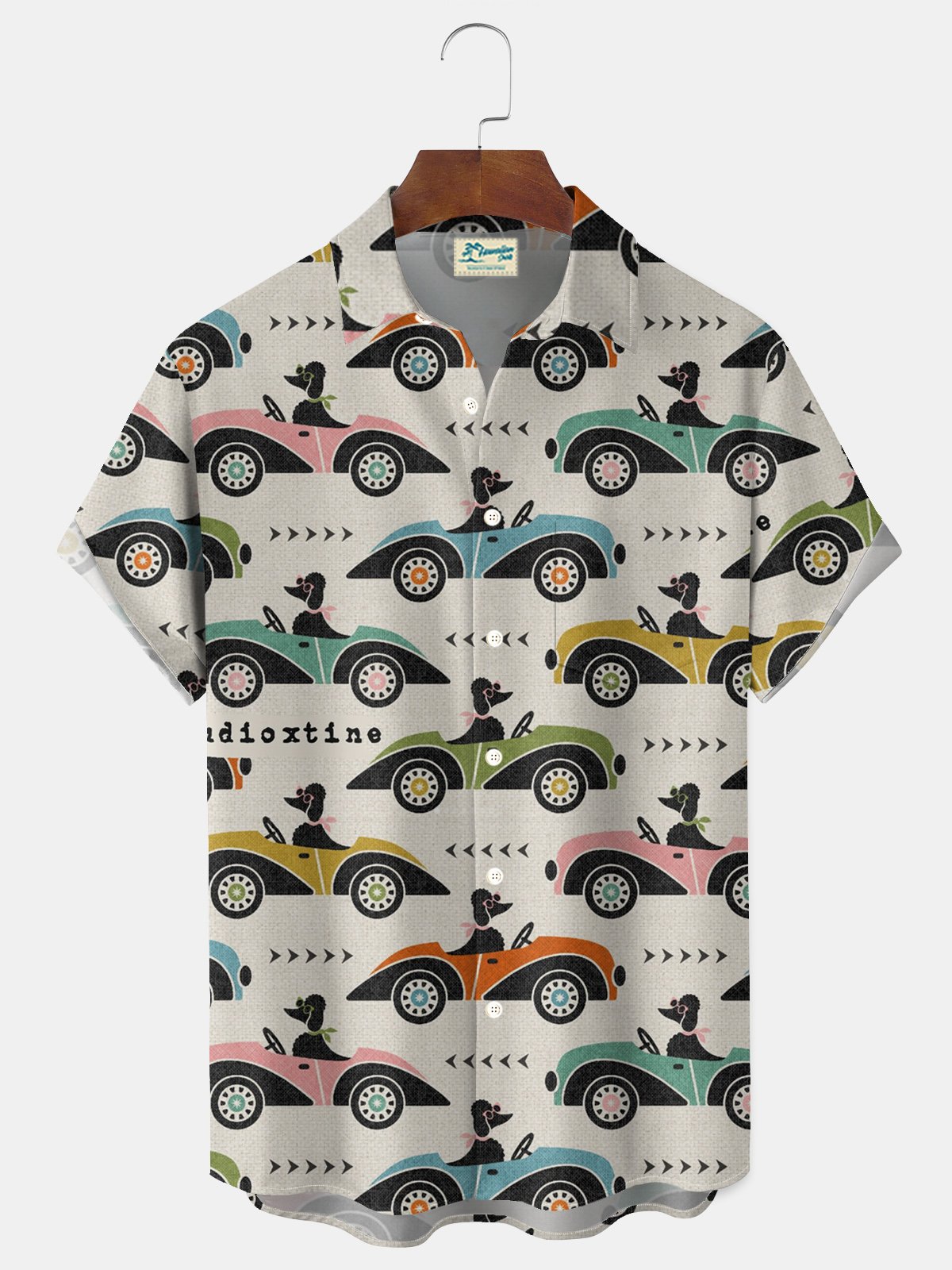 Royaura® Geometric Print Men's Button Pocket Short-Sleeve Hawaiian Shirt Big & Tall