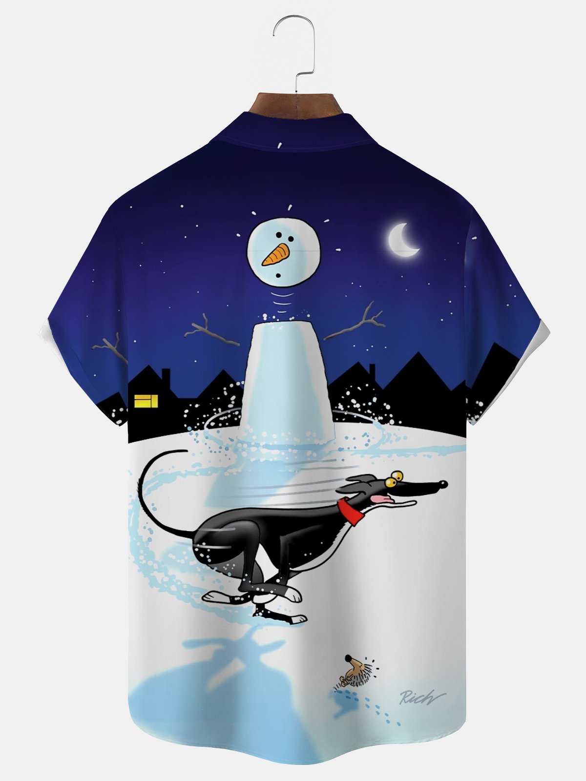 Royaura® Fun Christmas Shirts Cartoon Print Men's Button Pocket Short-Sleeve Hawaiian Shirt Big & Tall