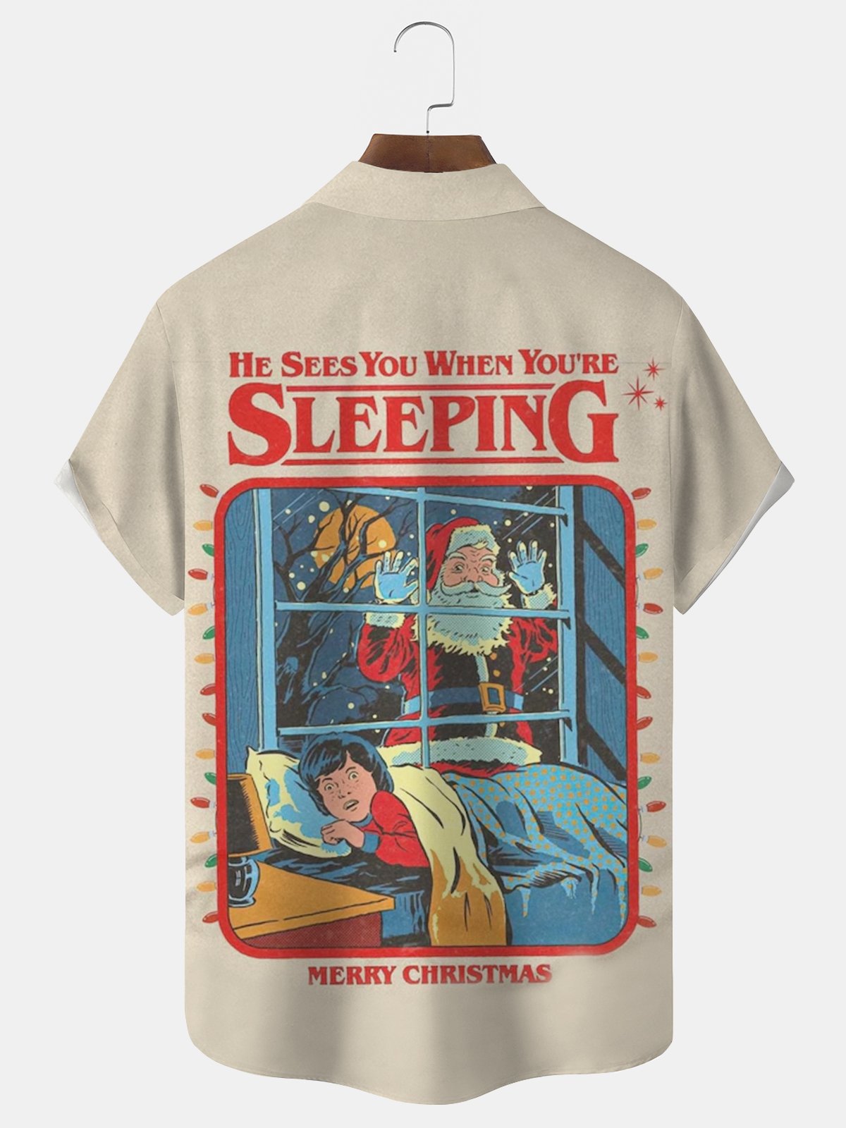 Royaura® Ugly Christmas Shirts Christmas Cartoon Print Men's Button Pocket Short-Sleeve Hawaiian Shirt Big & Tall