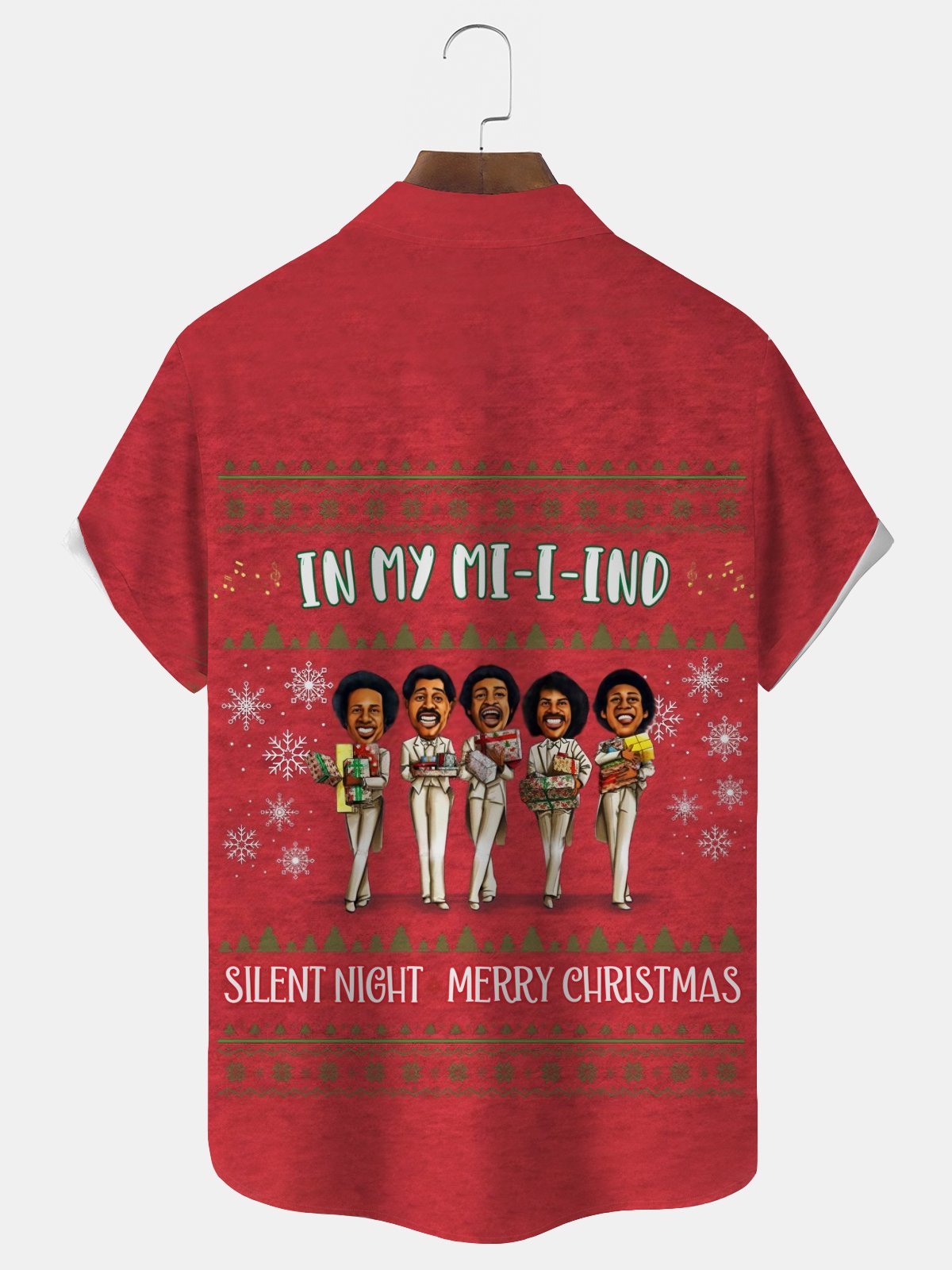 Royaura® Funny Christmas shirts Christmas Cartoon Print Men's Button Hawaiian Short-Sleeve Shirt Big & Tall