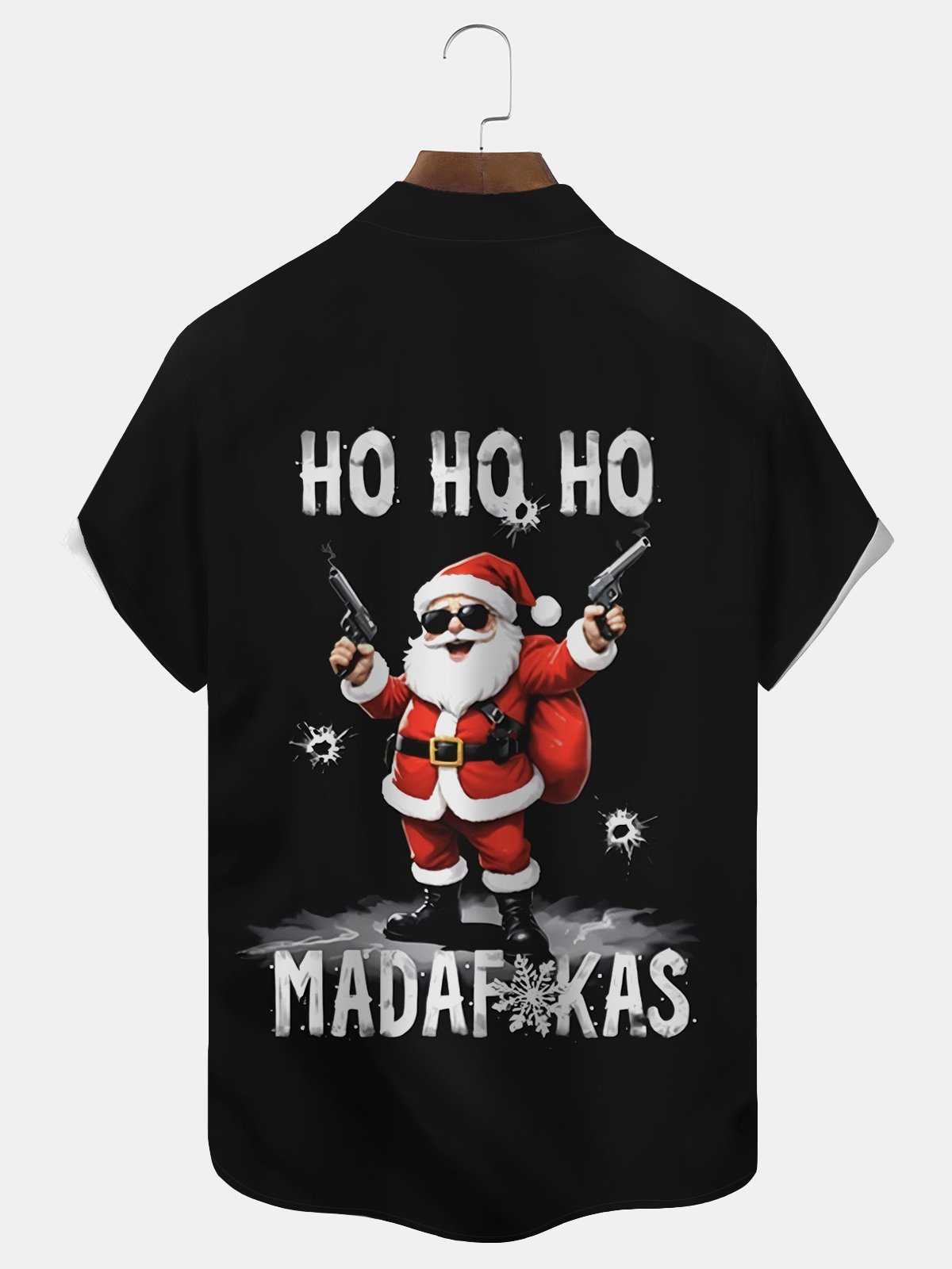 Royaura® Funny Christmas shirts Santa Claus Letter Print Men's Button Hawaiian Short-Sleeve Shirt Big & Tall