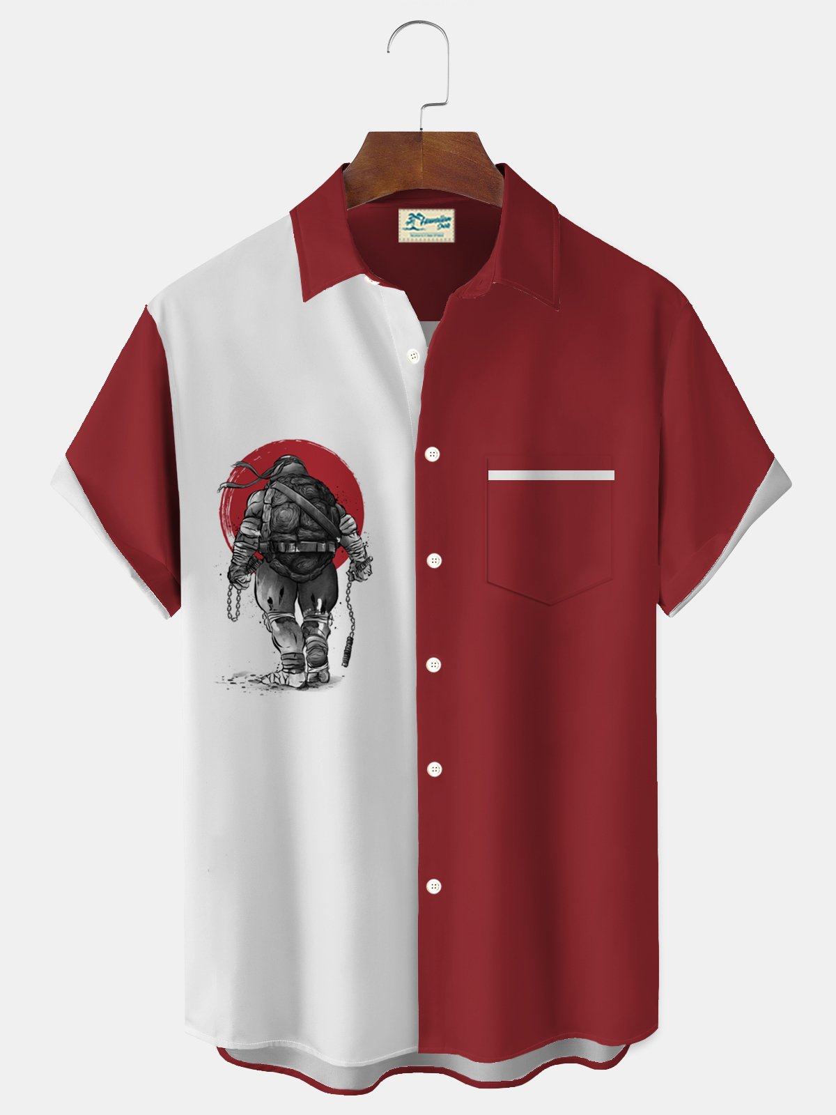 Royaura® Retro Japanese Style Cartoon Print Men's Button Hawaiian Short-Sleeved Shirt Big & Tall