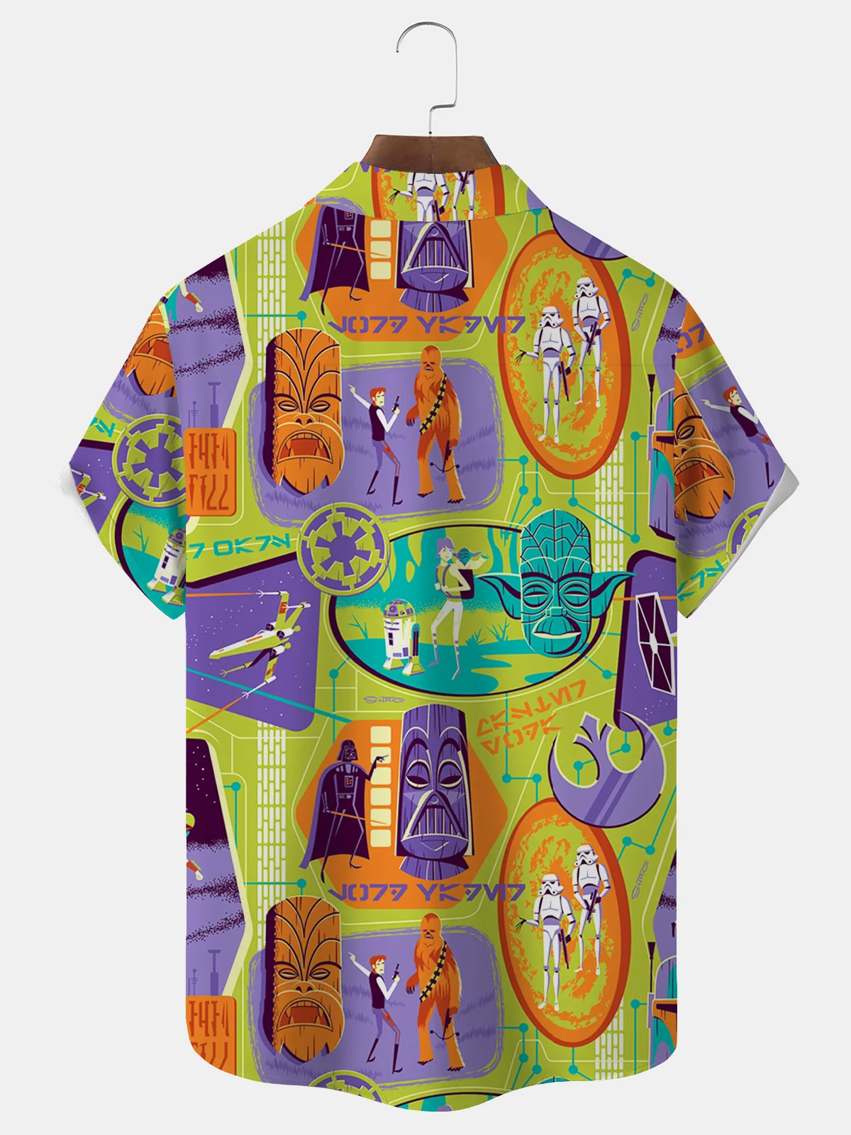 Royaura® Retro TIKI Art Print Men's Button Pocket Hawaiian Short-Sleeve Shirt Big & Tall