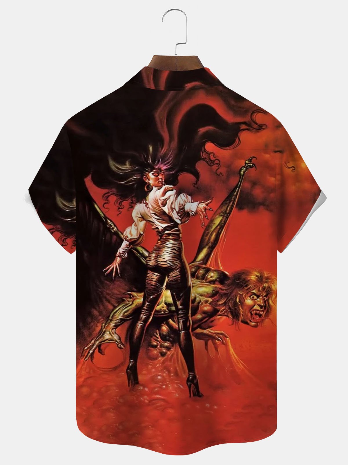 Royaura® Retro Rock Music Poster Printed Men's Button Pocket Short-Sleeved Hawaiian shirt Big & Tall