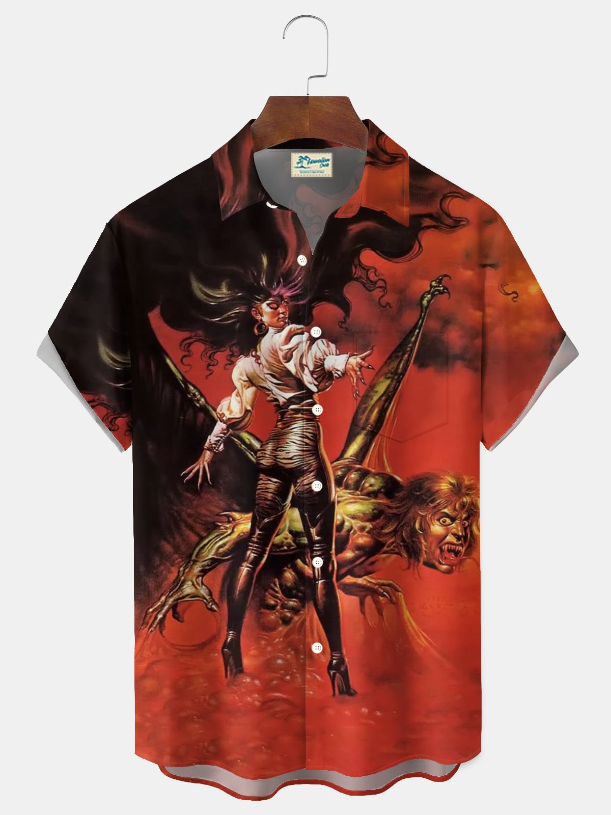 Royaura® Retro Rock Music Poster Printed Men's Button Pocket Short-Sleeved Hawaiian shirt Big & Tall