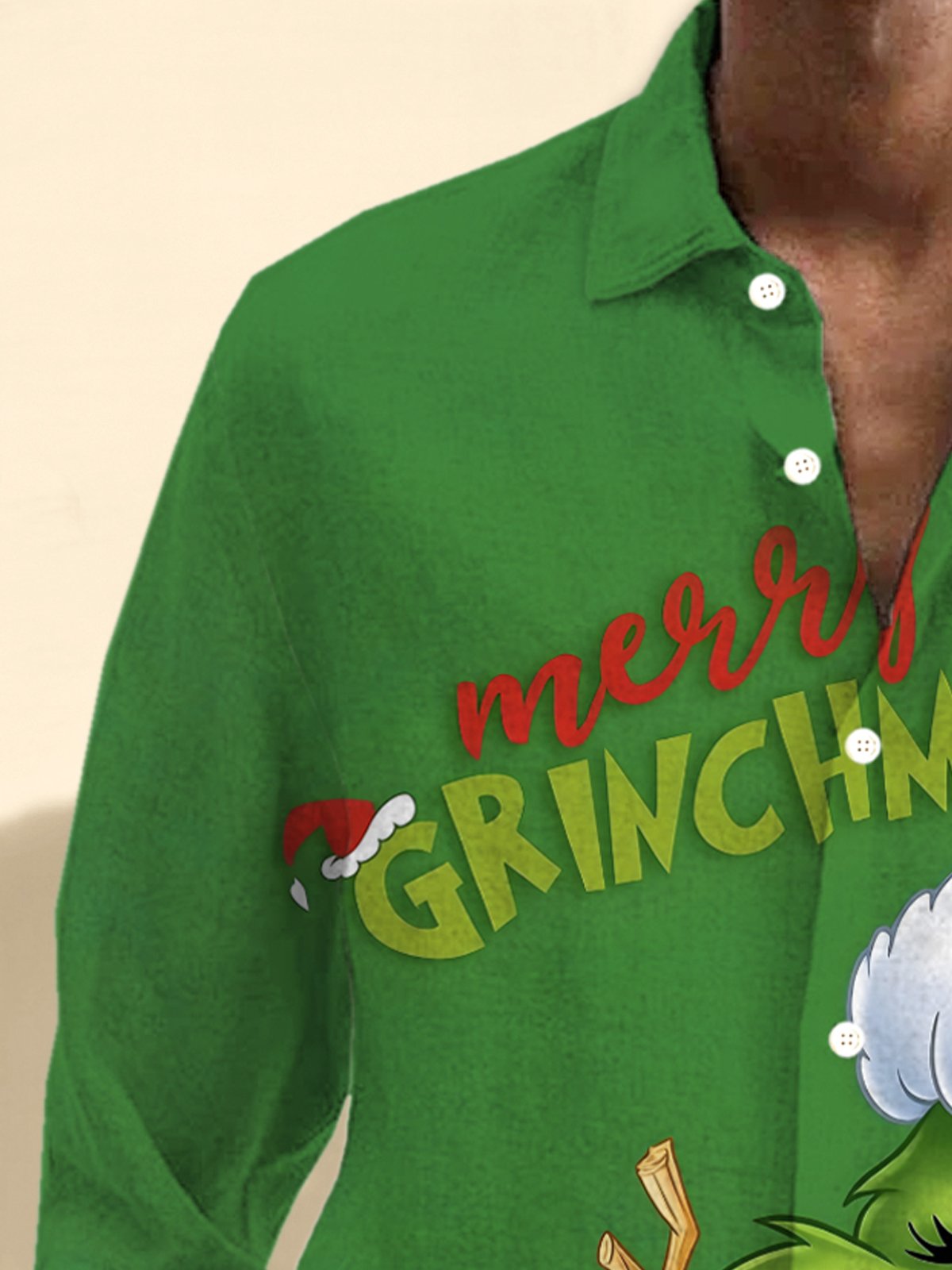 Royaura® Christmas Shirt, Cartoon Print Men's Button-Down Long Sleeve Hawaiian Shirt Big & Tall