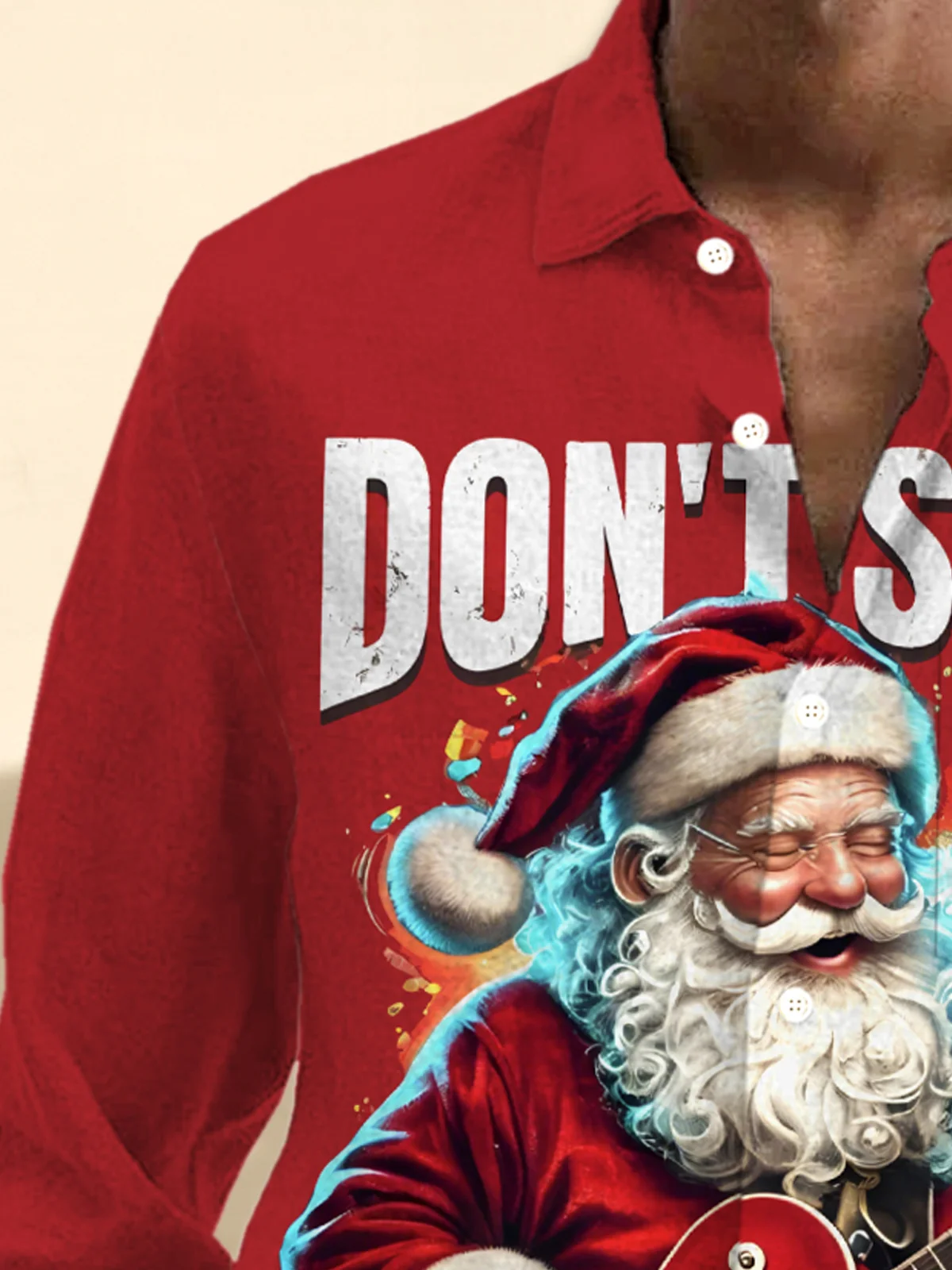 Royaura® Christmas Shirt, Music Print Men's Button-Down Long Sleeve Hawaiian Shirt Big & Tall