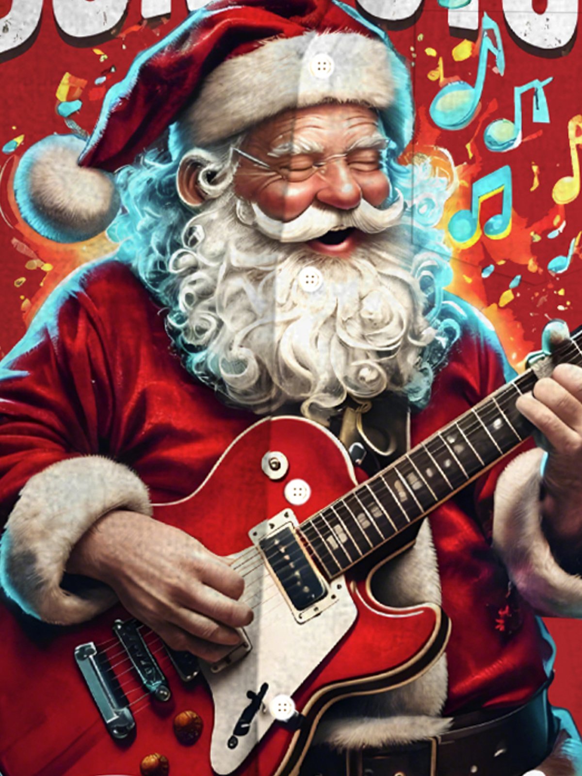 Royaura® Christmas Shirt, Music Print Men's Button-Down Long Sleeve Hawaiian Shirt Big & Tall